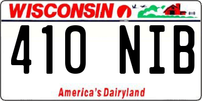 WI license plate 410NIB