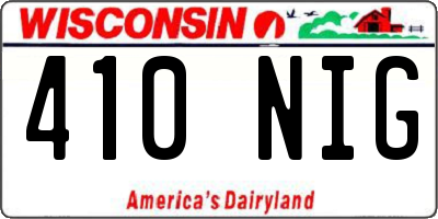 WI license plate 410NIG