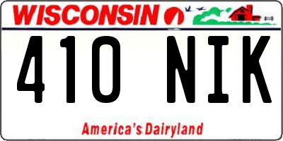 WI license plate 410NIK