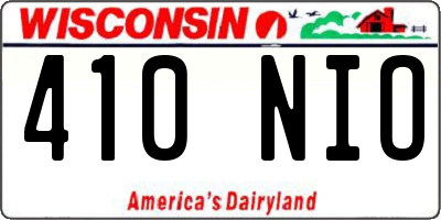 WI license plate 410NIO