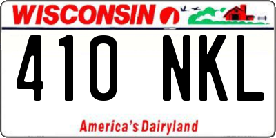 WI license plate 410NKL