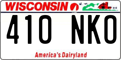 WI license plate 410NKO