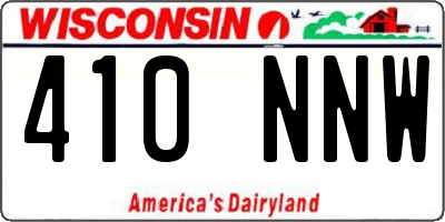 WI license plate 410NNW