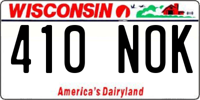 WI license plate 410NOK