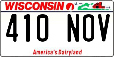 WI license plate 410NOV