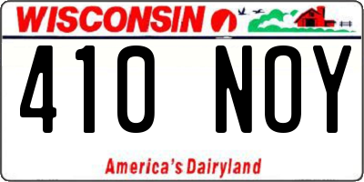 WI license plate 410NOY