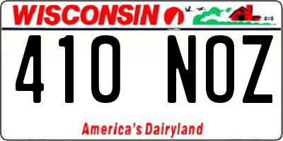 WI license plate 410NOZ