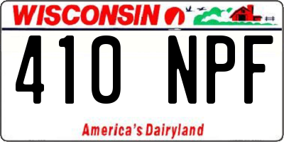 WI license plate 410NPF