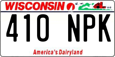 WI license plate 410NPK