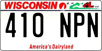 WI license plate 410NPN
