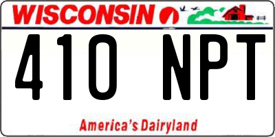 WI license plate 410NPT