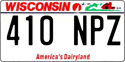 WI license plate 410NPZ