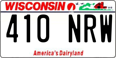 WI license plate 410NRW