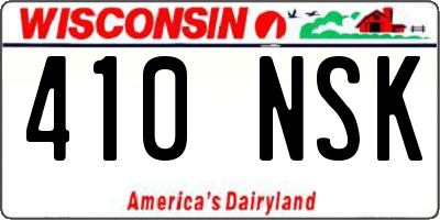 WI license plate 410NSK