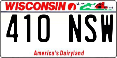 WI license plate 410NSW