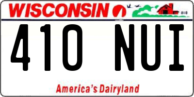 WI license plate 410NUI