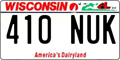 WI license plate 410NUK