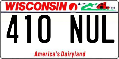WI license plate 410NUL