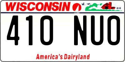 WI license plate 410NUO