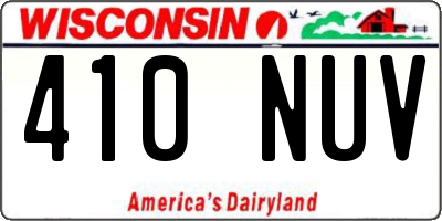 WI license plate 410NUV