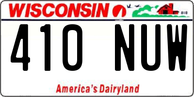 WI license plate 410NUW