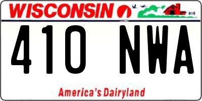 WI license plate 410NWA