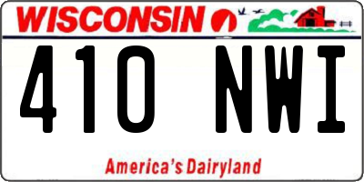 WI license plate 410NWI