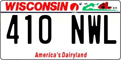WI license plate 410NWL