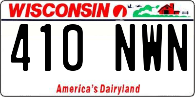 WI license plate 410NWN