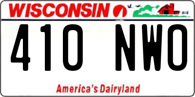 WI license plate 410NWO