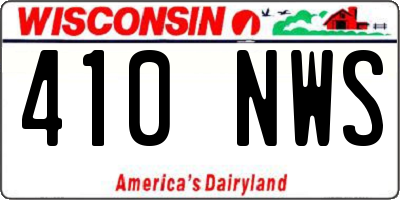 WI license plate 410NWS