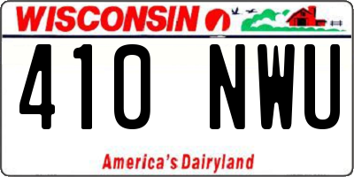 WI license plate 410NWU