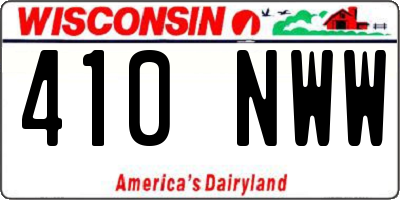 WI license plate 410NWW