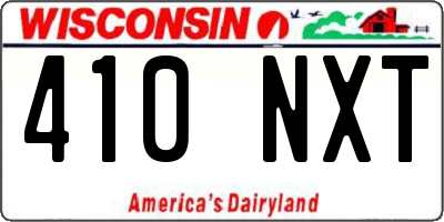WI license plate 410NXT