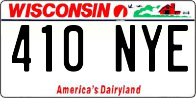 WI license plate 410NYE