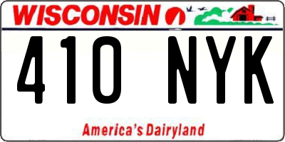 WI license plate 410NYK
