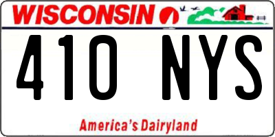 WI license plate 410NYS