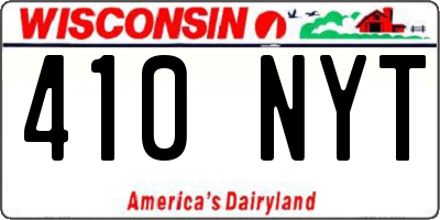 WI license plate 410NYT
