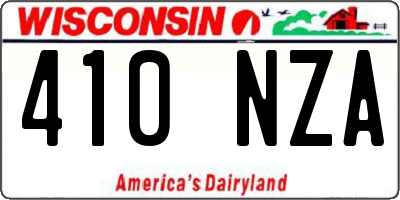 WI license plate 410NZA