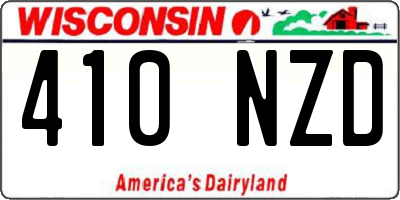 WI license plate 410NZD