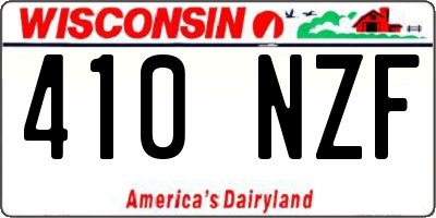 WI license plate 410NZF