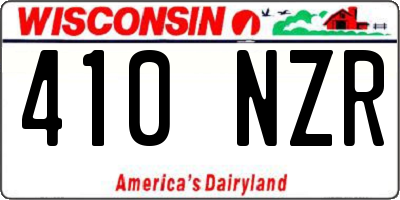 WI license plate 410NZR