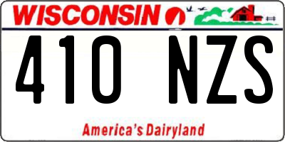 WI license plate 410NZS