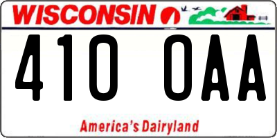 WI license plate 410OAA