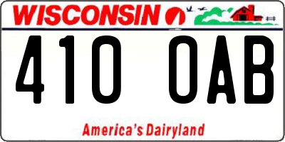 WI license plate 410OAB