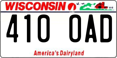 WI license plate 410OAD