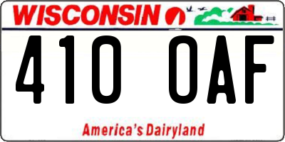 WI license plate 410OAF