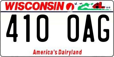 WI license plate 410OAG