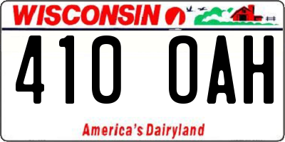 WI license plate 410OAH