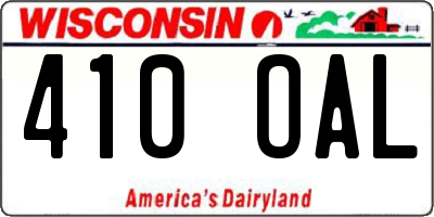 WI license plate 410OAL